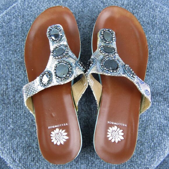 Yellowbox Karlie Women Thong Sandal Shoes Silver Synthetic Size 7.5 Medium - Picture 6 of 10